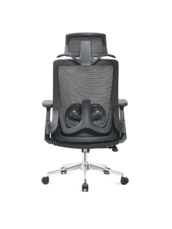 Ergonomic High-Back Swivel Chair with Contoured Mesh Back & Adjustable Headrest
