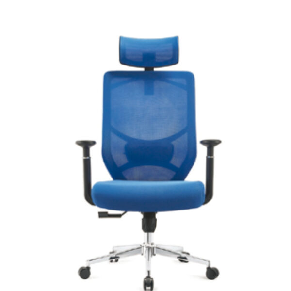 High-Back Mesh Office Chair with Blue Upholstery