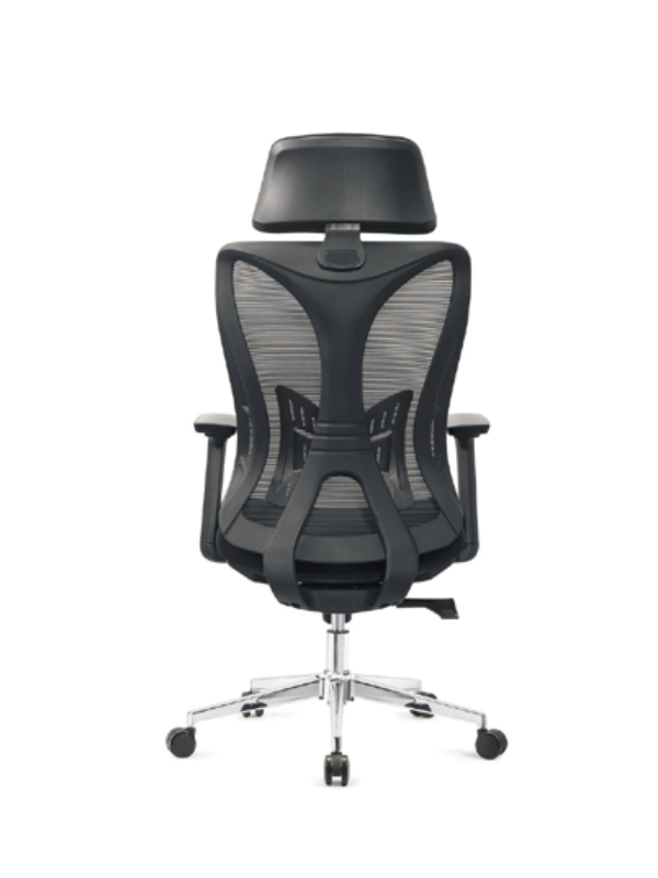 High-Back Swivel Chair with Adjustable Headrest and Lumbar Support