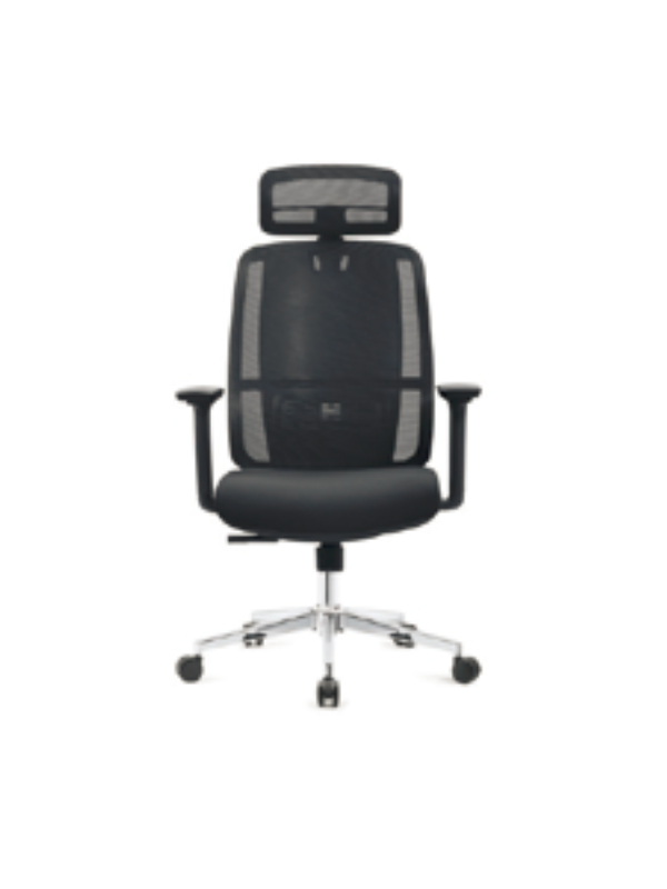 High-Back Swivel Chair with Adjustable Lumbar Support & Padded Headrest