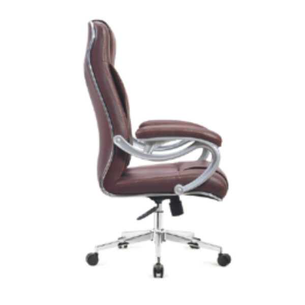 Luxurious Brown Leather Swivel Chair for the Executive