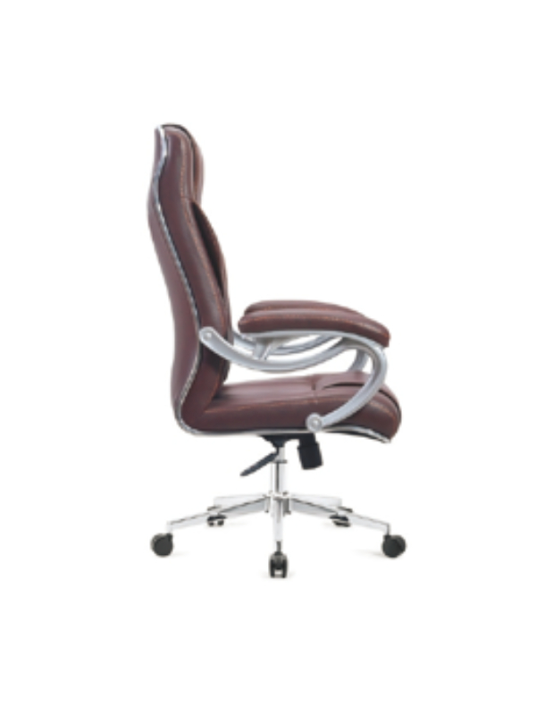 Luxurious Brown Leather Swivel Chair for the Executive
