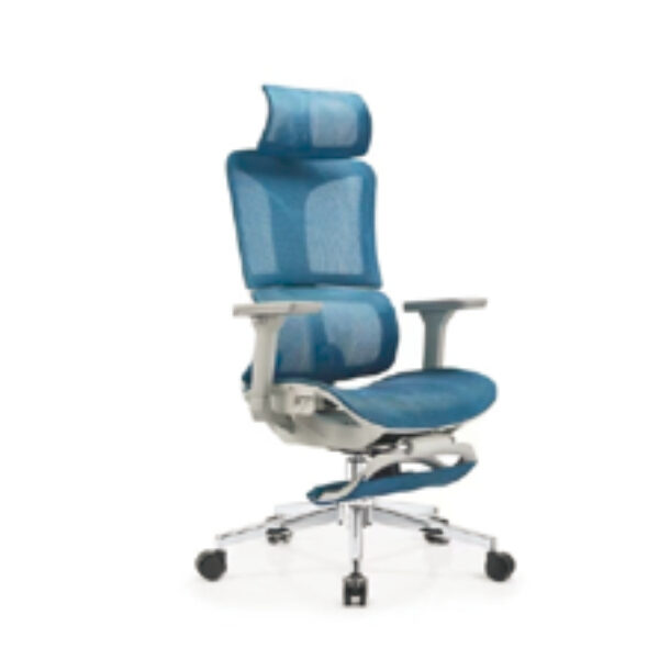 Stay Cool & Supported All Day with Our Blue-White Ergonomic Mesh Chair