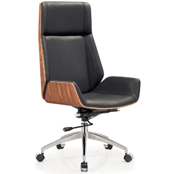 Stylish Black & Wood Visitor Chair