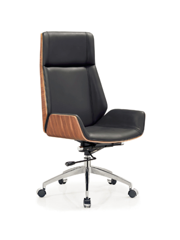 Stylish Black & Wood Visitor Chair