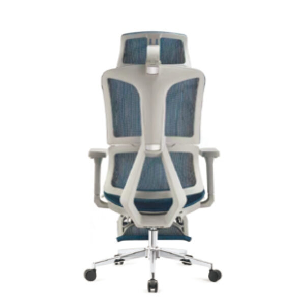White Frame & Blue Backrest with Adjustable Headrest